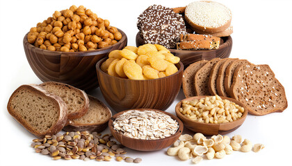 dried microbiotic health food on white background 