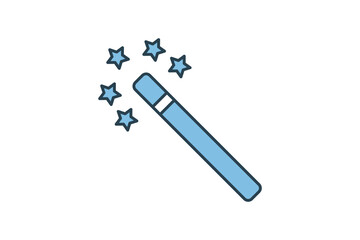 Magic wand icon. icon related to edit tool. suitable for web site, app, user interfaces, printable etc. flat line icon style. simple vector design editable