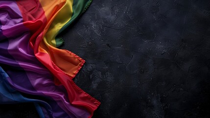 High-resolution image of an LGBTQ flag on a dark background with clear text space, ideal for celebrating and promoting Pride Day