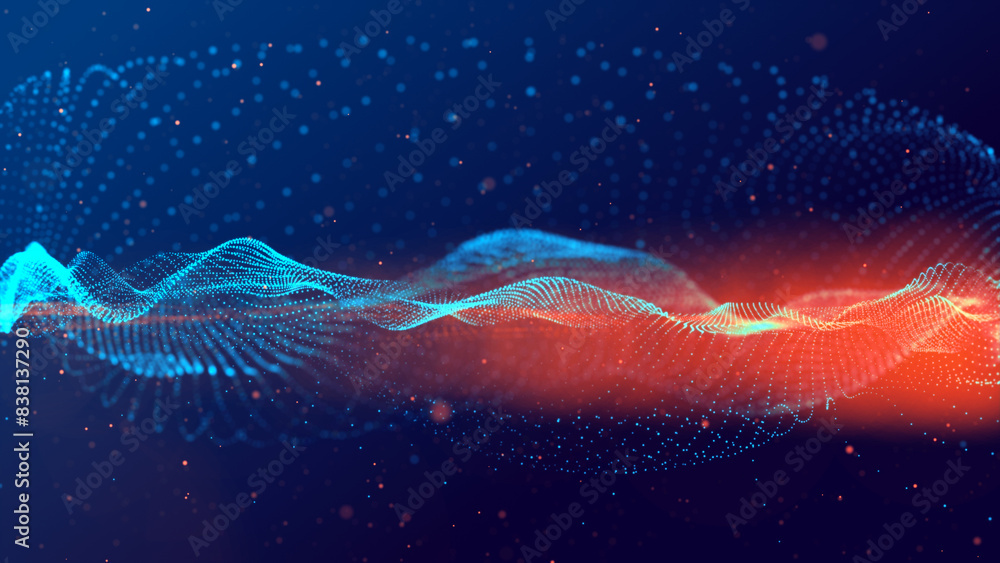 Canvas Prints a moving digital 3d wave. futuristic dark background. the concept of big data. cyberspace.