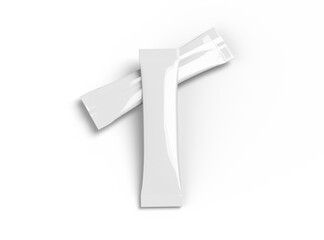 3d rendering of a glossy sachet packaging stick for your product on a transparent background