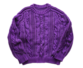 Purple wool sweater isolated on white