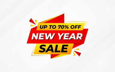 New Year Offer Sale Banner vector template. New Year Discount vector graphic element. Super shop label Promo design. Product opening festival background collection.