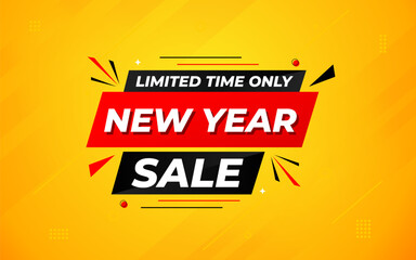 New Year Offer Sale Banner vector template. New Year Discount vector graphic element. Super shop label Promo design. Product opening festival background collection.
