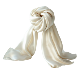 White silk scarf tied elegantly on white