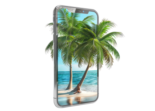 Woman in bikini on phone screen