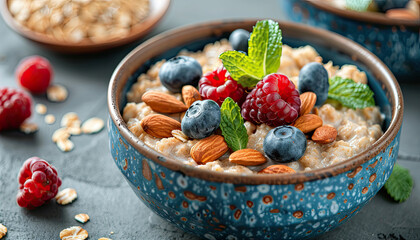 bowl of oat meal and berries 