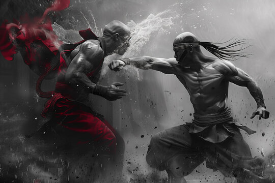 2 african boxing Duo, African Boxers, Athletic Competition, Sports Unity, Powerful Boxing banner, Fitness Enthusiasts, Dynamic Sports Action, Boxers in Action, two man fighting wrestling