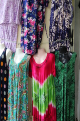 Obraz premium Advertising women's clothing on a display window in a large supermarket in Israel.