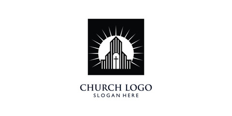 Simple church logo design with unique concept, Premium vector