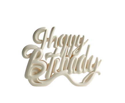 Happy Birthday in elegant cursive on white