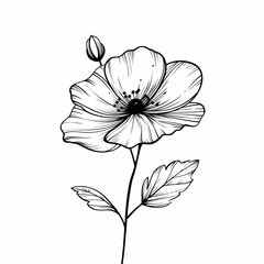 Fototapeta premium Black and white line drawing of a flower.