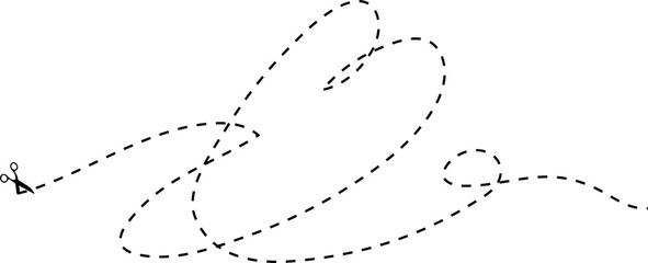 Heart dotted line with scissors