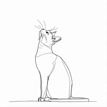 recommend clip art: Curious cat looking up. Vector illustration.