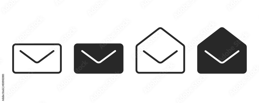 Poster mail icon set. envelope icon in trendy flat design. mail icon button. notification icon. new message