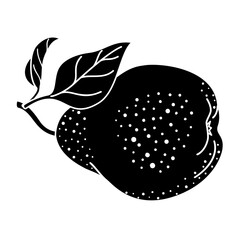 Pear silhouette icon simple fruit element. Whole pear with leaves Isolated illustration. Black Pear silhouette, Inversion vector illustration.