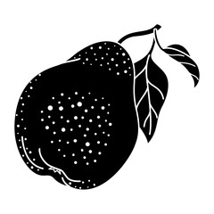 Pear silhouette icon simple fruit element. Whole pear with leaves Isolated illustration. Black Pear silhouette, Inversion vector illustration.