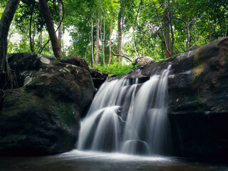 Shady waterfall in the rainy season forest      