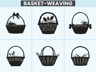 Flower Basket-weaving silhouette design