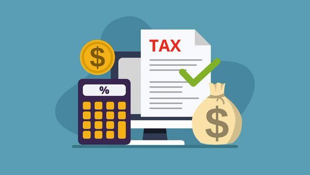 animation of the concept of paying income tax and finance
