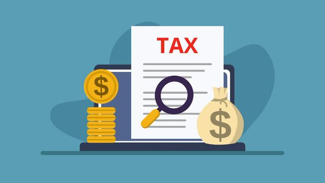 animation of the concept of paying income tax and finance