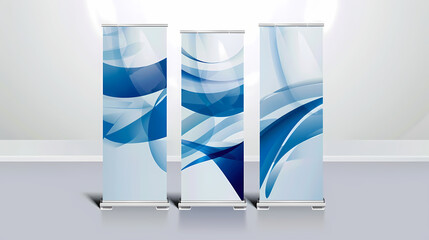 Roll up banner stand design template No text required, leave space to enter text. vector image