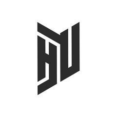Fototapeta premium HU letter logo, HU Alphabet logo, initials logo