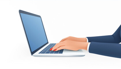 ノートパソコンを操作する手