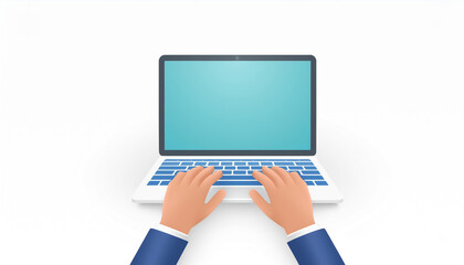 ノートパソコンを操作する手