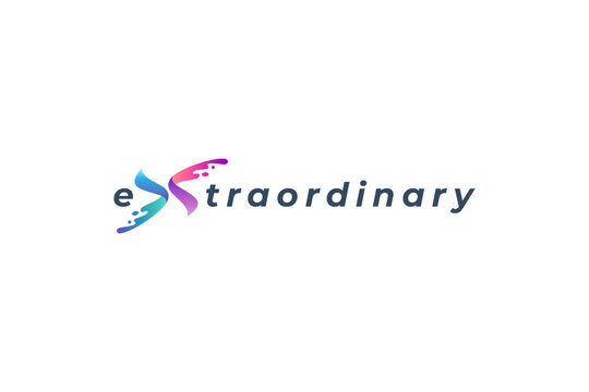 extraordinary typography logo with bold and colorful letter X
