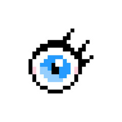 Pixel illustration of a blue eye