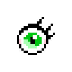 Pixel illustration of a green eye