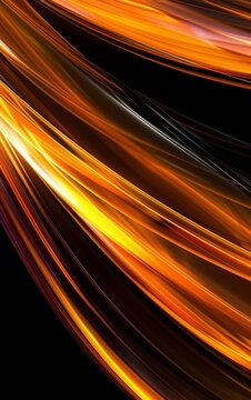 Abstract glowing lines in orange and yellow on a black background.