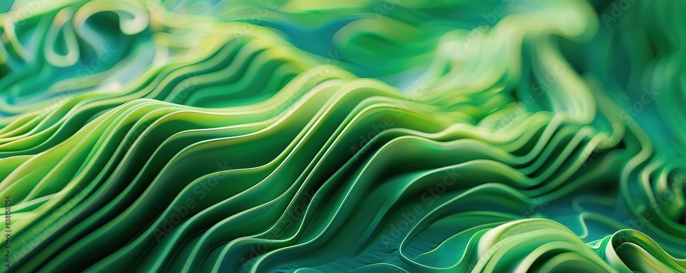 Aufkleber fluid green waves with dynamic motion and gradations.