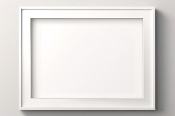 窓の光と影を持つ白い壁の背景に掛かっている最小限の空の正方形の白いフレーム画像のモックアップ。画像を分離する	