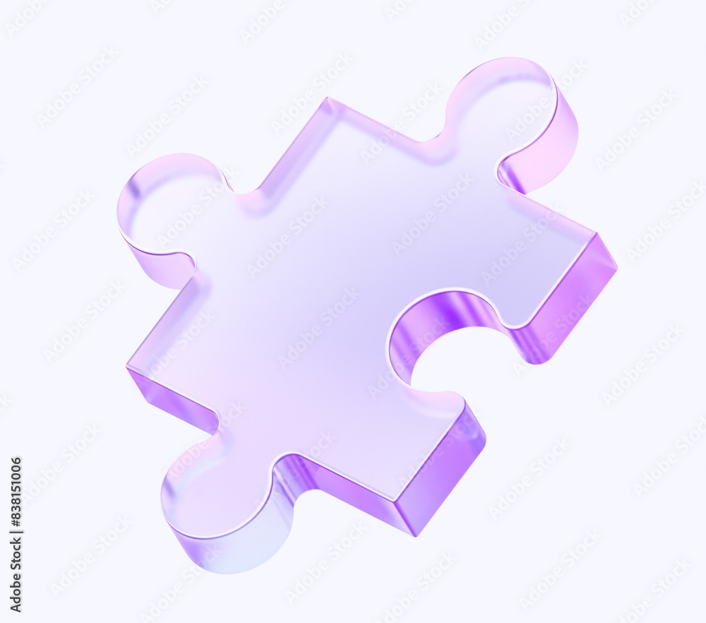 Poster glass puzzle icon with colorful gradient. 3d rendering illustration for graphic design, presentation