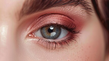 Obraz premium eye of a woman with makeup with eye shadow generative ai