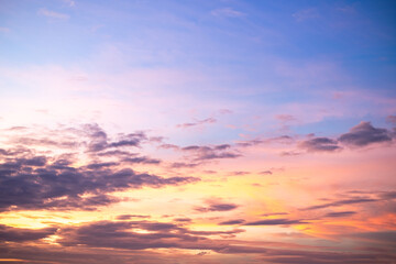 Beautiful , luxury soft gradient orange gold clouds and sunlight on the blue sky perfect for the background, take in everning,Twilight, Large size, high definition landscape photo