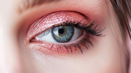 Obraz premium eye of a woman with makeup with eye shadow generative ai