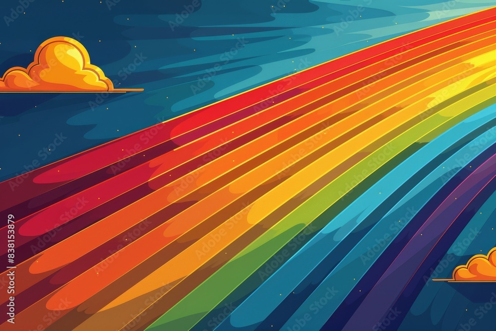 Poster colorful diagonal rainbow stripes on a vibrant background creating a dynamic and eye catching patter