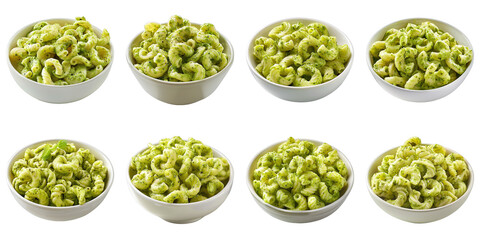Collection of Cavatappi With Pesto isolated on transparent png background. Generative ai