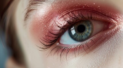 Fototapeta premium eye of a woman with makeup with eye shadow generative ai