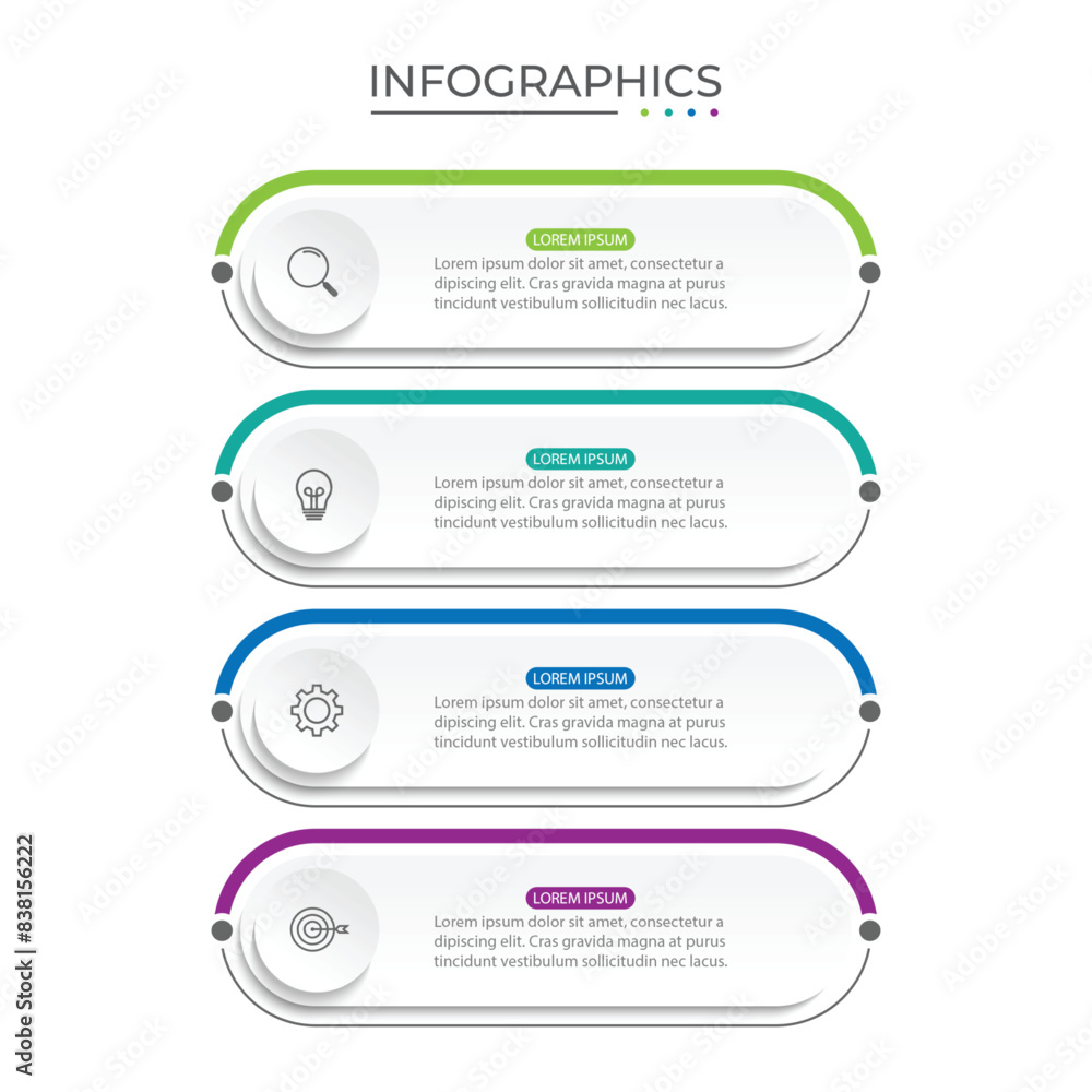 Poster vector infographic label design template with icons and 4 options or steps.