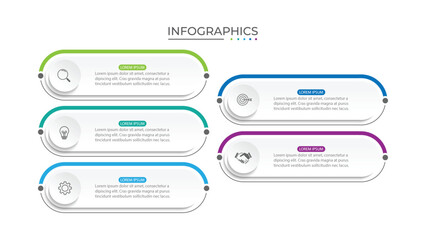 Vector Infographic label design template with icons and 5 options or steps.