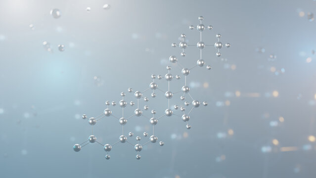 finasteride molecular structure, 3d model molecule, proscar, structural chemical formula view from a microscope