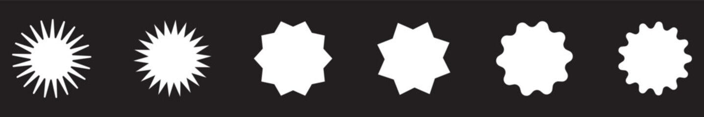 Sparkles Stars collection,Star icons. White set of sparkles, isolated on black background. starburst star icon set.Templates for design, posters, projects,banners, logo, and business cards.