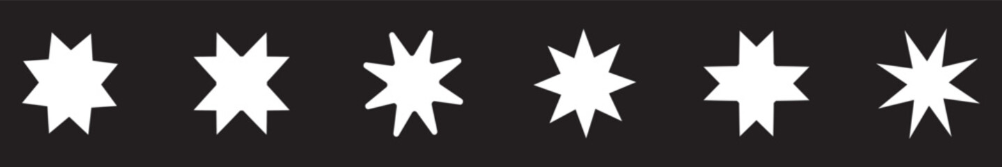 Sparkles Stars collection,Star icons. White set of sparkles, isolated on black background. starburst star icon set.Templates for design, posters, projects,banners, logo, and business cards.