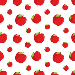 Seamless pattern of red apples on a white background.Suitable as a background or textile.