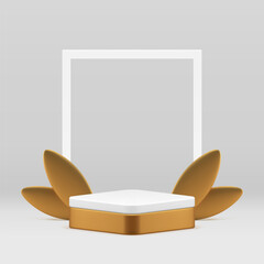 3d luxury rhombus podium pedestal white geometric showroom realistic vector illustration