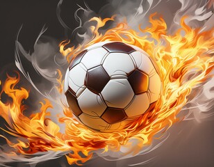 Fototapeta premium soccer ball fire flames
